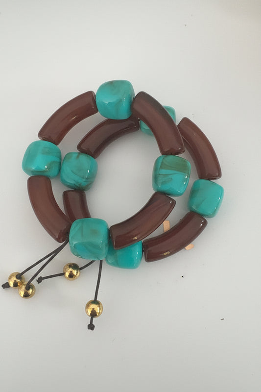 Aqua cocoa bracelets (set 2)